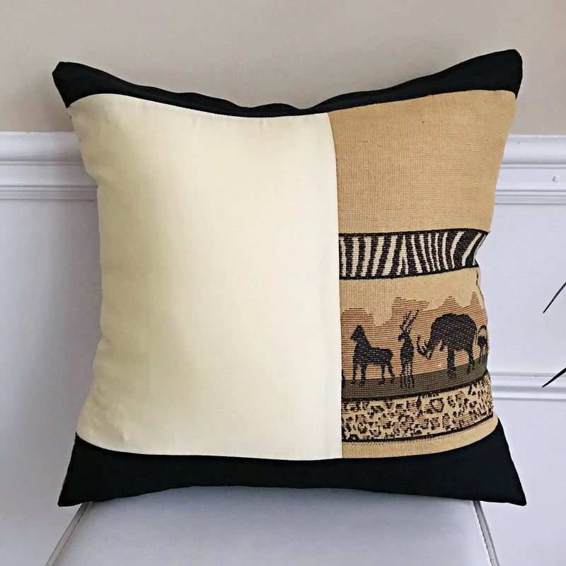 African Safari theme Decorative Pillow cushions - Brown / Beige / Black - Afrilege