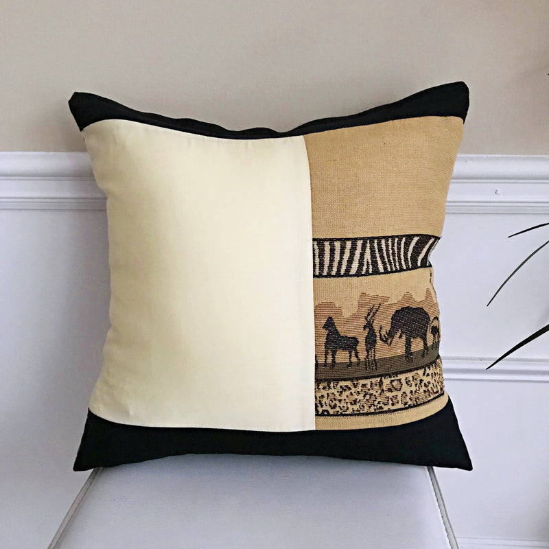 African Safari theme Decorative Pillow cushions - Brown / Beige / Black - Afrilege