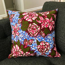 Aisha Floral African Print Throw Pillow Case - (Blue/ Pink / Green) - Afrilege