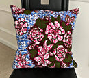 Aisha Floral African Print Throw Pillow Case - (Blue/ Pink / Green) - Afrilege