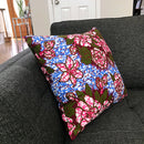 Aisha Floral African Print Throw Pillow Case - (Blue/ Pink / Green) - Afrilege