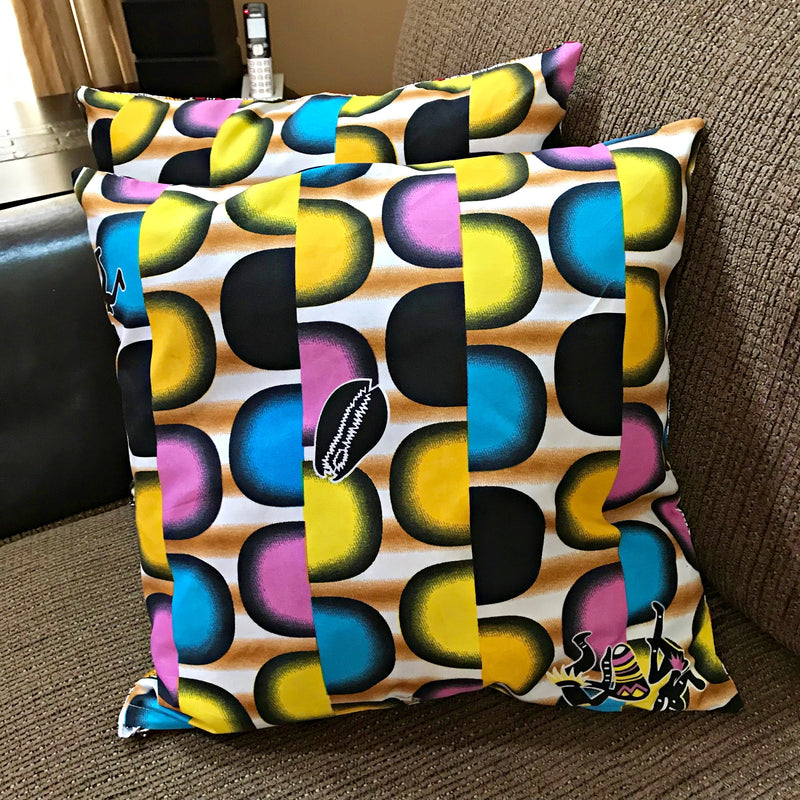 Jamai African Print Decorative Cushion Pillow Covers- 2 SIDES & 2 PRINTS - Afrilege