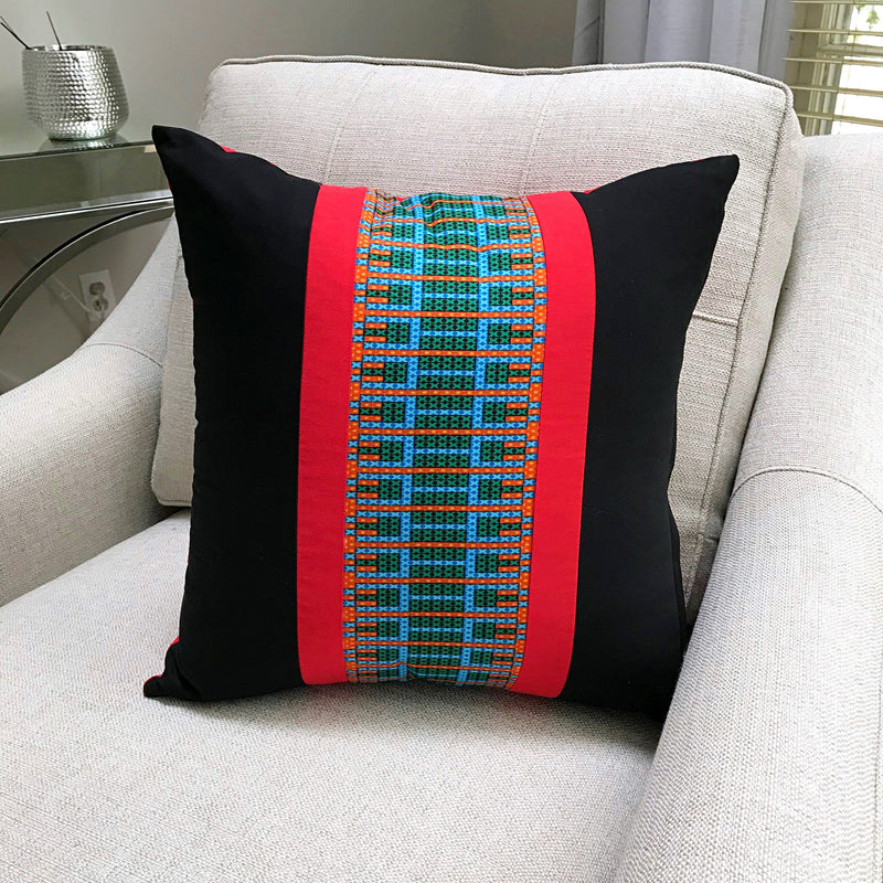 Jayde African Print Decorative Pillow cushions - Red / Black / Green - Afrilege