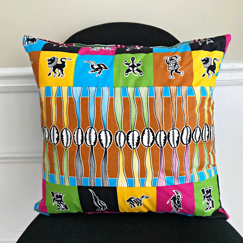 Lulu African Print Decorative Cushion Pillow Covers - 2 SIDES & 2 PRINTS - Afrilege