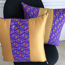 Nubia African Print Throw Pillow Covers / African decorative cushion - Purple / Gold - Afrilege