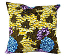 Salma Floral African Print Throw Pillow Case - (Yellow / Blue/ Purple) - Afrilege