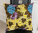 Salma Floral African Print Throw Pillow Case - (Yellow / Blue/ Purple) - Afrilege