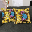 Salma Floral African Print Throw Pillow Case - (Yellow / Blue/ Purple) - Afrilege