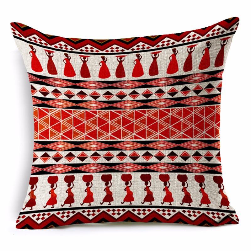 African Bohemian Pillow Covers - red & white - Afrilege