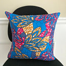 African Print Two-Sided Pillow Covers (Blue, Pink & Yellow) - Afrilege