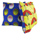 African Print Two-Sided Reversible decorative cushions Pillows (Blue, Yellow) - Afrilege