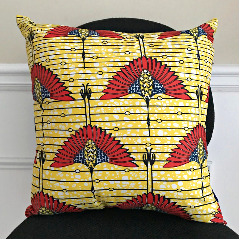Malaika African Print Two-Sided reversible decorative cushion Pillow Covers ( Blue, Yellow) - Afrilege
