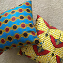 Malaika African Print Two-Sided reversible decorative cushion Pillow Covers ( Blue, Yellow) - Afrilege
