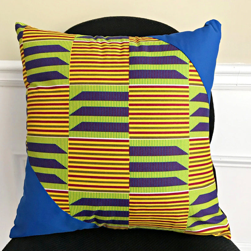 Sheena Kente African Print Afritude Pillow Covers - Yellow, green & purple - Afrilege