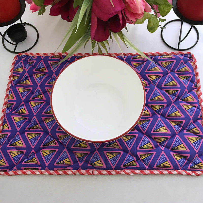 Afritude Reversible African Print Dining Placemats / Ankara Table Mats ( Brown / Purple) - Afrilege