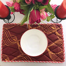 Reversible African Print Dining Placemats / Ankara Table Mats ( Brown / Red) - Afrilege