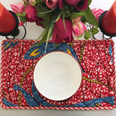 Reversible African Print Dining Placemats / Ankara Table Mats ( Brown / Red) - Afrilege