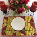 Reversible African Print Dining Placemats / Ankara Table Mats ( Brown / Yellow) - Afrilege