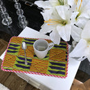 Sheena Kente African Print Dining Placemats / Ankara Table Mats ( Yellow/ purple) - Afrilege