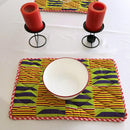Sheena Kente African Print Dining Placemats / Ankara Table Mats ( Yellow/ purple) - Afrilege