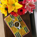 Sheena Kente African Print Dining Placemats / Ankara Table Mats ( Yellow/ purple) - Afrilege