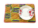 Sheena Kente African Print Dining Placemats / Ankara Table Mats ( Yellow/ purple) - Afrilege