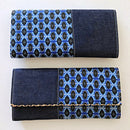 Afia African print Clutch / Ankara Purse Wallet - Denim/ Blue - Afrilege
