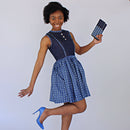 Afia African print Clutch / Ankara Purse Wallet - Denim/ Blue - Afrilege