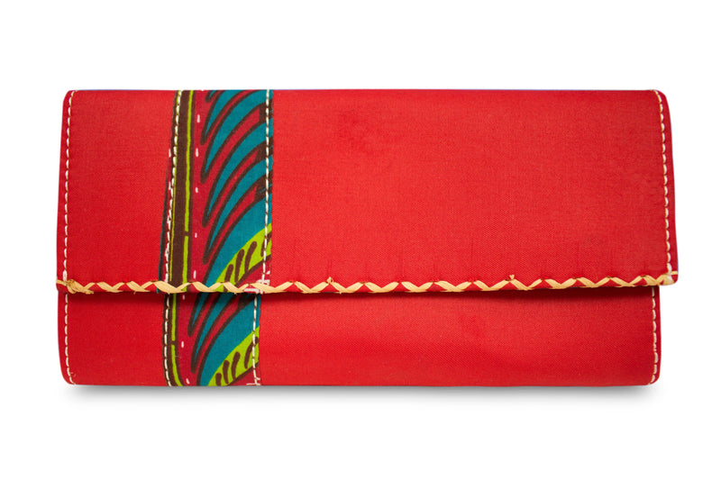 Ayana African Print Purse Wallet (Red) - Afrilege