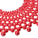 Egyptian Inspired Maxi Bib Collar Choker Necklace (Red) - Afrilege