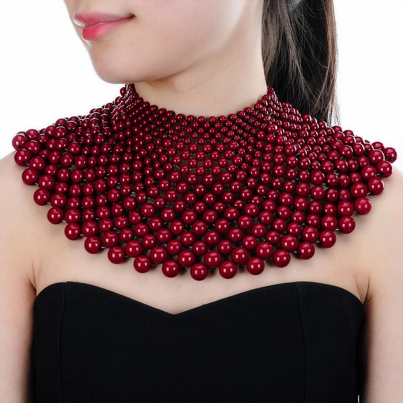 Egyptian Inspired Maxi Choker Necklace (Red) - Afrilege