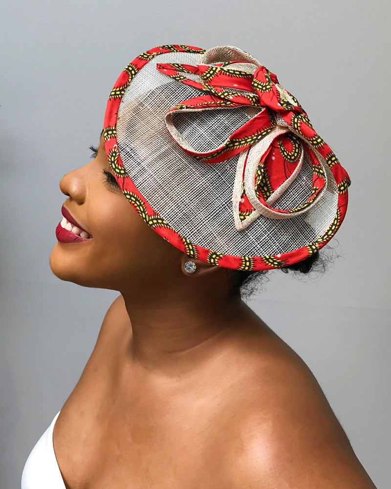 African Print Fascinator hair clip hat - Afrilege
