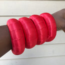 Red African Print Bangle Bracelets - Afrilege