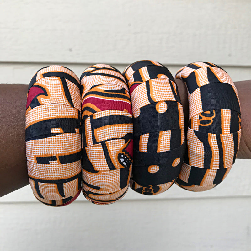 Bana African Print Bangle Bracelets - Afrilege