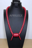 Red Nigerian Wedding beads necklace - Afrilege
