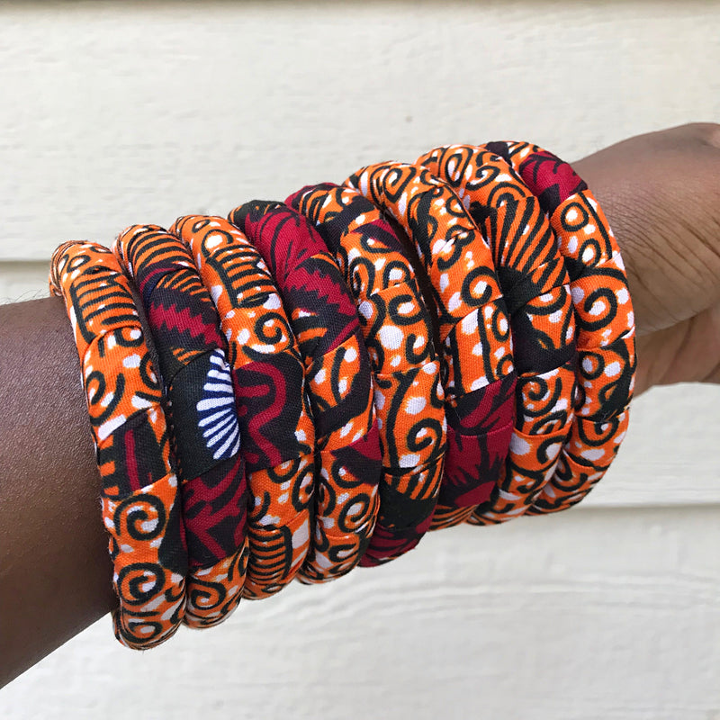 Carol African Print Bangle Bracelets - Afrilege