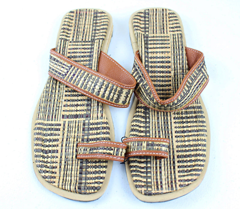 African Handmade Raffia Fibers Men's Sandals - Afrilege