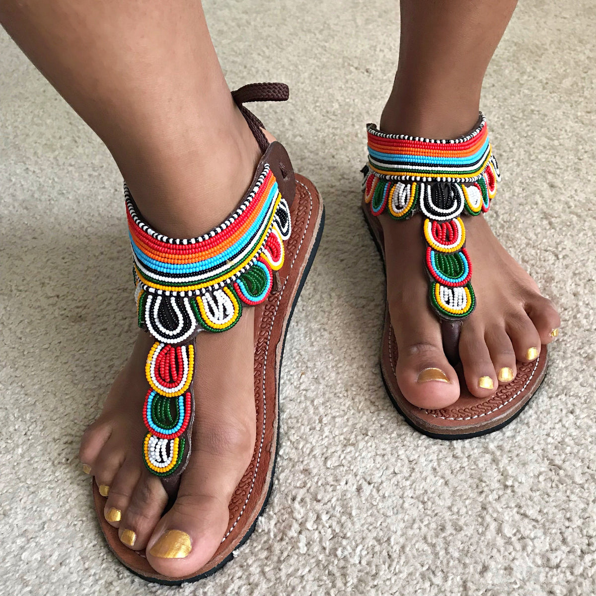 Unisex Maasai Sandals. Size 7 / 7.5 or 38decorated with beads. Maasai Shoes - Etsy main image 3