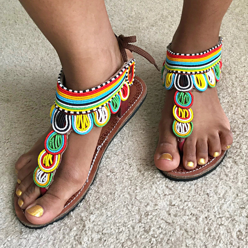 African Maasai Beads Women's Sandals - Afrilege