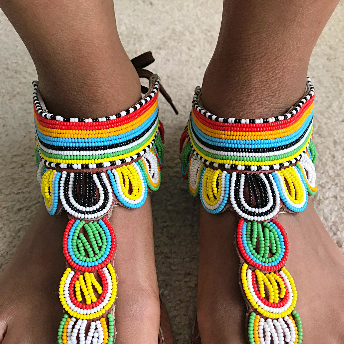 Unisex Maasai Sandals. Size 7 / 7.5 or 38decorated with beads. Maasai Shoes - Etsy main image 4