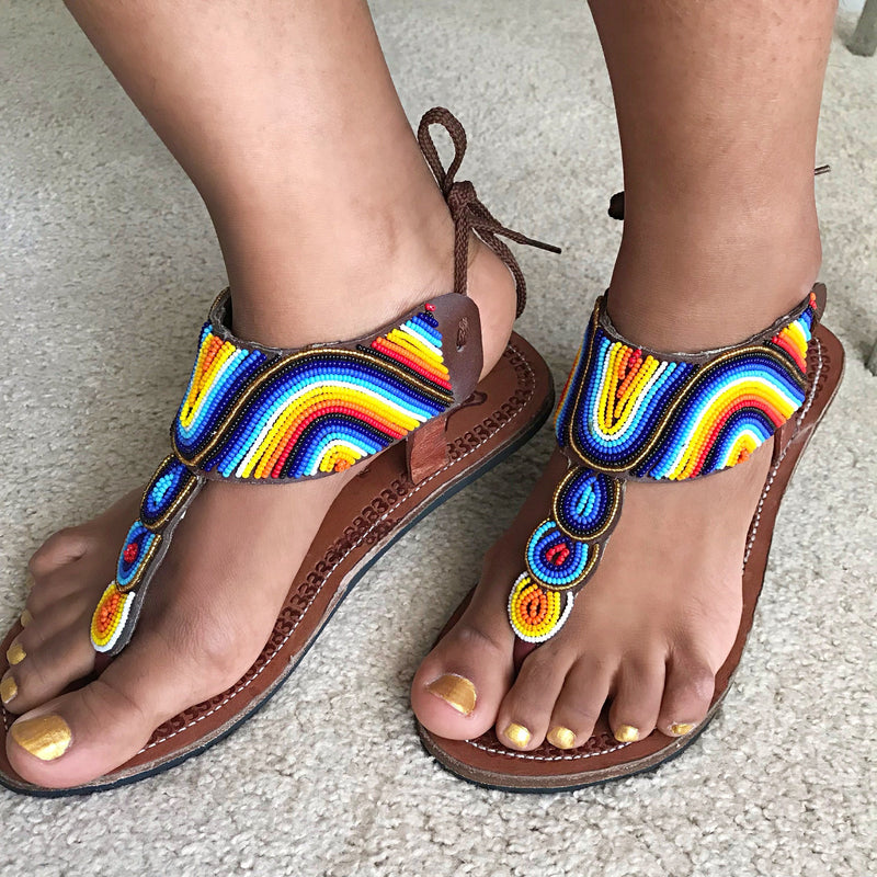 Maasai African Beaded Women's Sandals - Afrilege