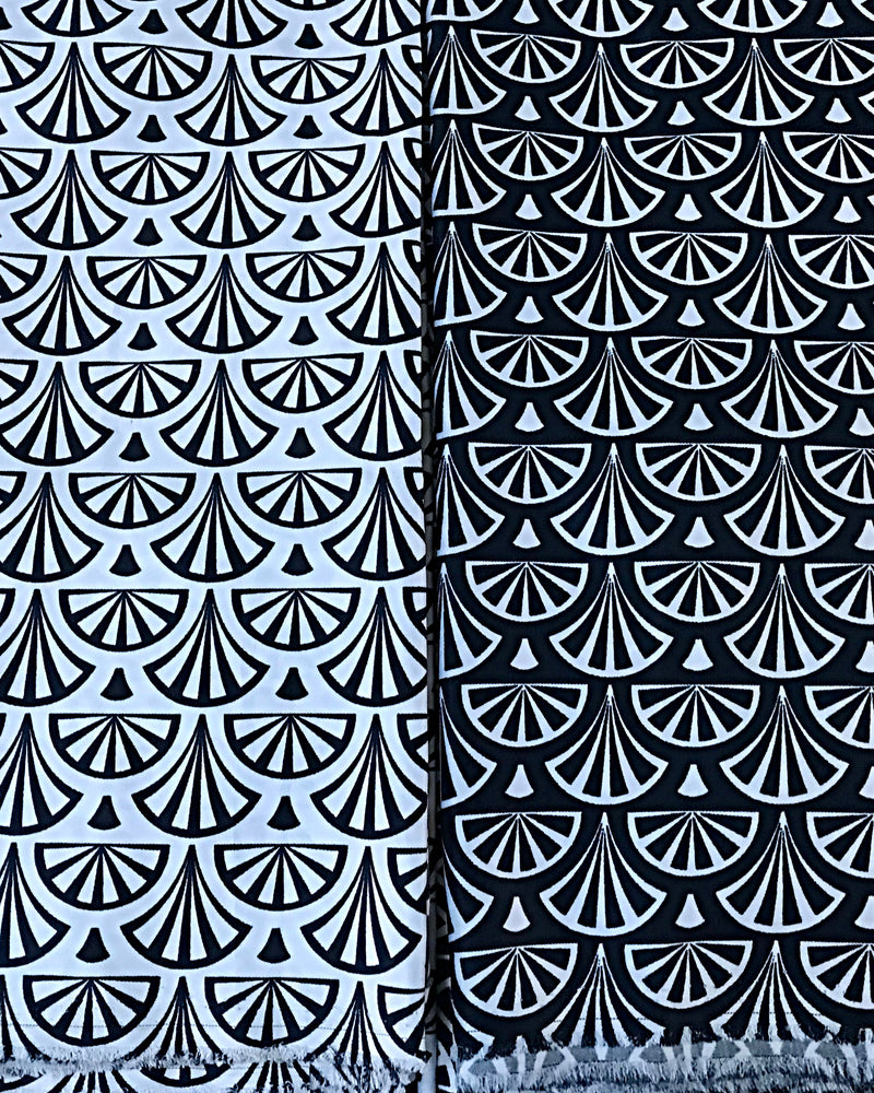 White Black Satin Silk African print fabric ( Per Yard ) - Afrilege