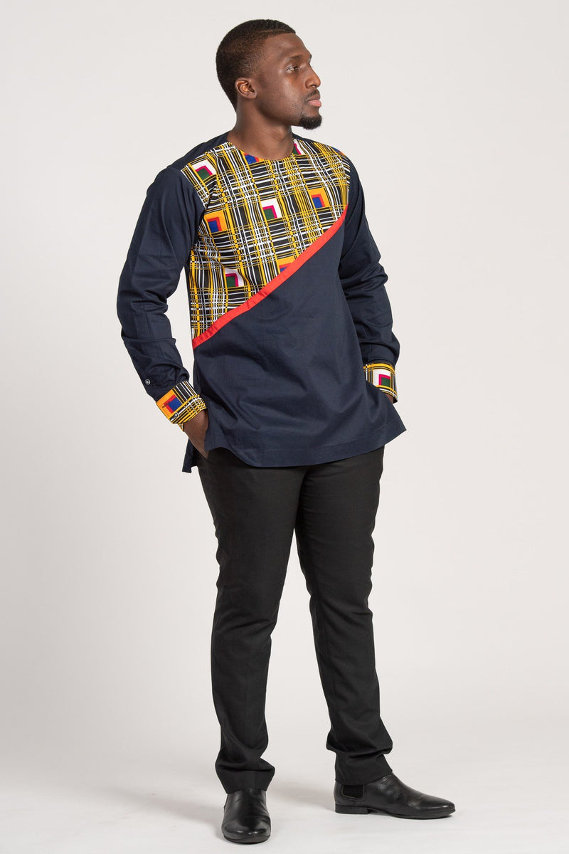 Adongo Long Sleeves African Print Men Shirt - Afrilege