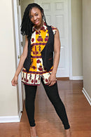 African print Chikere women's shirts with attached jacket - Afrilege