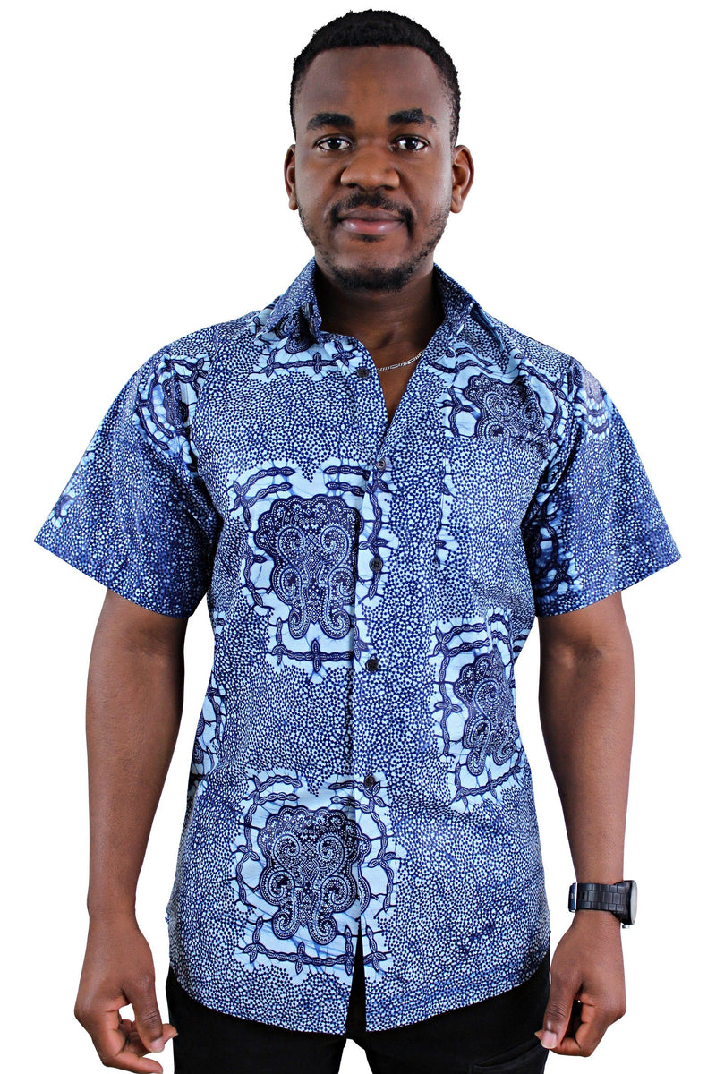 Abu African Print Short Sleeve Men's Shirt - Afrilege