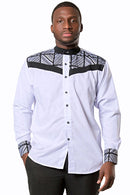 Ucha African Men Long Sleeve Shirt - white - Afrilege