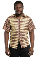 Aveye African Print Men Shirt - Brown - Afrilege