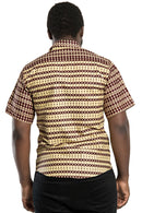 Aveye African Print Men Shirt - Brown - Afrilege