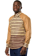 Aveye Men African Long Sleeve Shirt - Brown - Afrilege