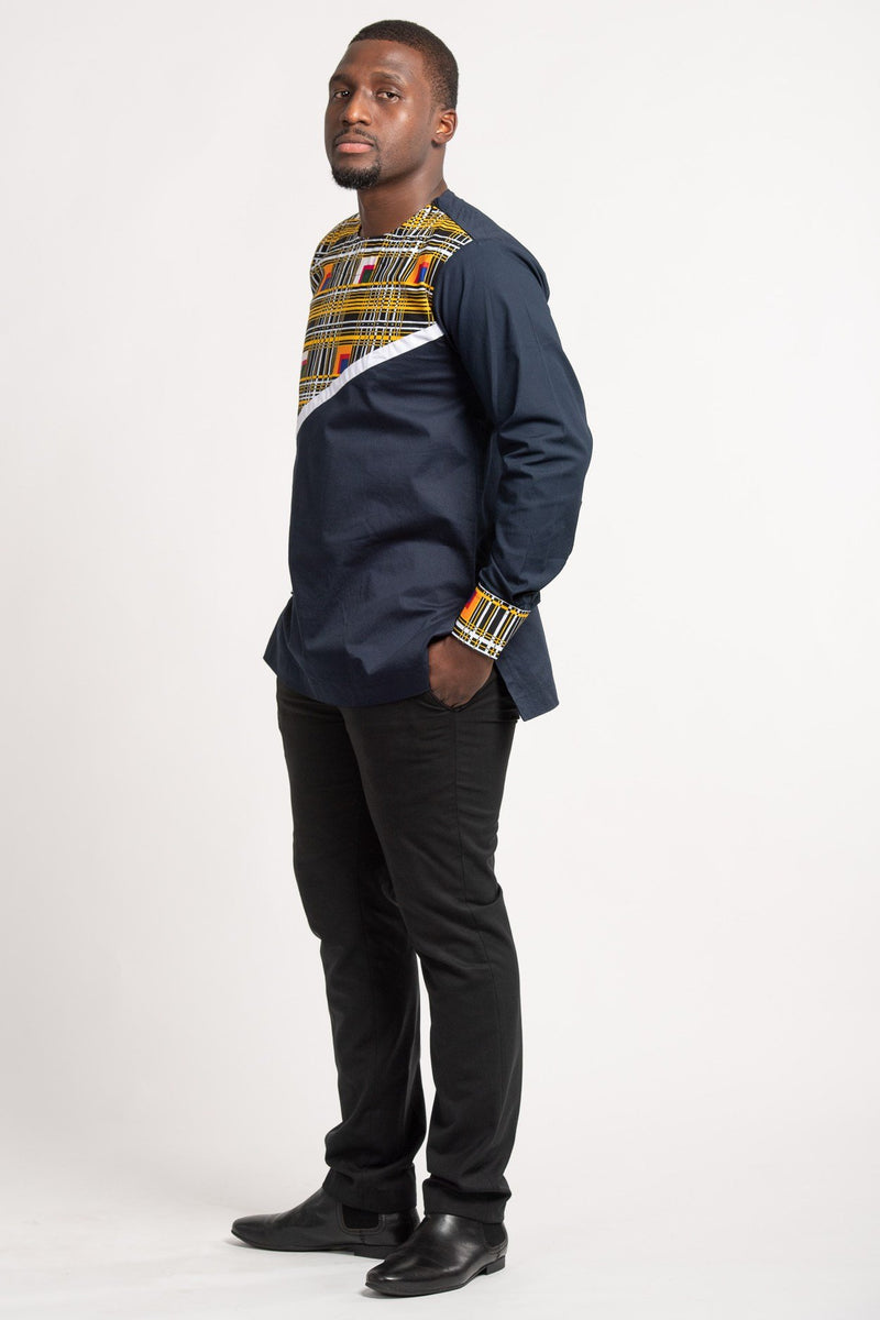 Baako Long Sleeves African Print Men Shirt - Afrilege